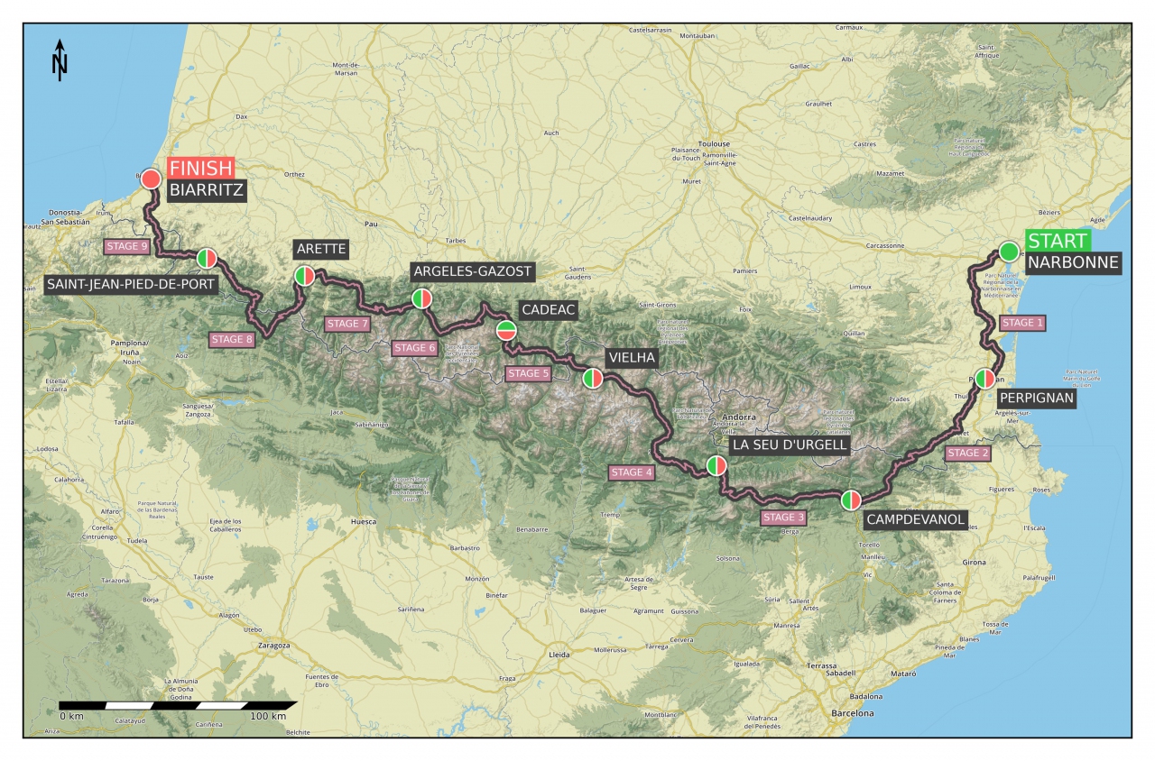 Trans Pyrenees 2016 The Route Papics Eu   Overview Map 1280x844 